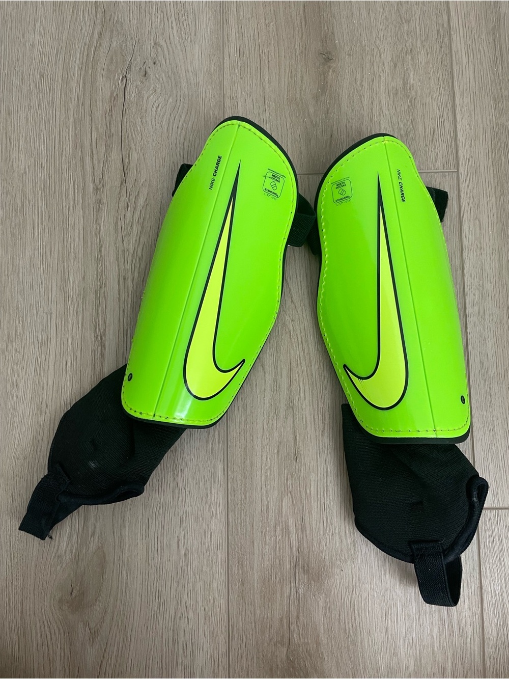 Nike Neon Green Soccer Shin Guards with Black Accents